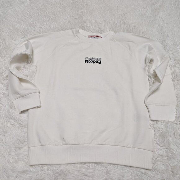 Unknown Other - Solid White Unisex Sweatshirt Casual Crew Neck Loopknit Long sleeve Size:6 NWOT